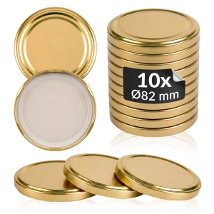 10x zlaté víčko, průměr 82 mm, na sklenice a zavařovací sklenice