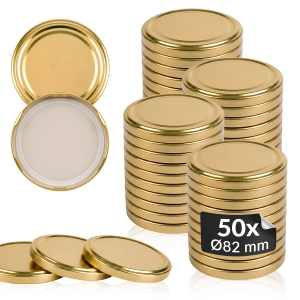 50x zlaté víčko, průměr 82 mm, na sklenice a zavařovací sklenice