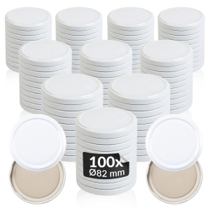 100x bílé víčko, průměr 82 mm, na sklenice a zavařovací sklenice