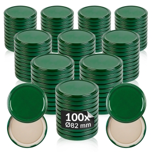 100x zelené víčko, průměr 82 mm, na sklenice a zavařovací sklenice
