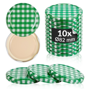 10x víčko se zelenou kostkou, průměr 82 mm, na sklenice a zavařovací sklenice
