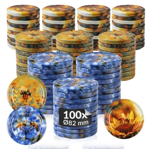 100x víčko TWIST VČELY MIX fi 82 mm na sklenice, zavařovací sklenice