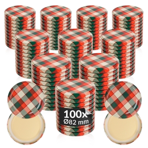 100x víčko s barevnou kostkou, průměr 82 mm, na sklenice a zavařovací sklenice