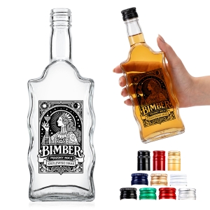 Skleněná láhev Fala 500 ml s etiketou BIMBER2 na domácí alkoholické nápoje, jako dárek