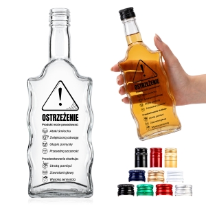 Skleněná láhev Fala 500 ml s etiketou BIMBER3 na domácí alkoholické nápoje, jako dárek