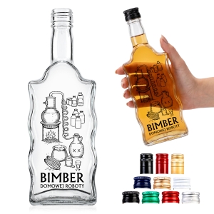 Skleněná láhev Fala 500 ml s etiketou BIMBER4 na domácí alkoholické nápoje, jako dárek