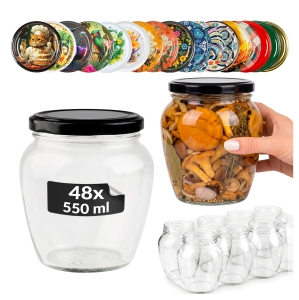 48× sklenic 550 ml na zavařeniny, houby, džemy, med