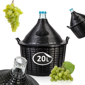 Skleněný demižon 20 l na víno v koši