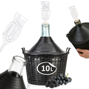 BALON – 10 l – DEMIŽON NA VÍNO V KOŠI + ZÁTKA + KVAZNÍ TRUBIČKA