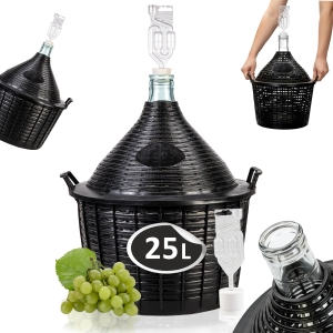 BALON – 25 l – DEMIŽON NA VÍNO V KOŠI + ZÁTKA + KVAZNÍ TRUBIČKA
