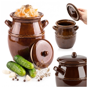 Keramická nádoba – kamenina 4 l na okurky, zelí, sádlo, máslo – VZOR 1