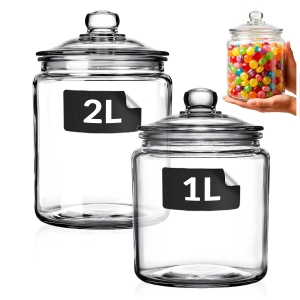 2x skleněná nádoba Ciacho na skladování potravin 1 l + 2 l