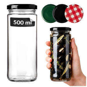 Sklenice Vysoká 500 ml na zavařeniny, med, džem, chřest, koření + DÁREK