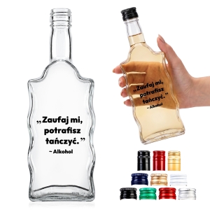 Skleněná láhev Fala 500 ml s nálepkou SVATBA3 na svatební vodku, likéry, pálenku, jako poděkování