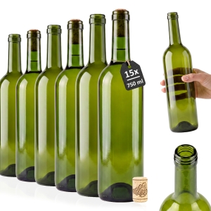 15× láhev Bordeaux 750 ml OLIVOVĚ ZELENÁ na víno, likéry a cider – LIMITOVANÁ EDICE