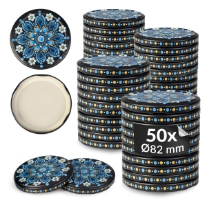 50× šroubovací víčko ČERNO-MODRÁ KERAMIKA Ø 82 mm na zavařovací sklenice