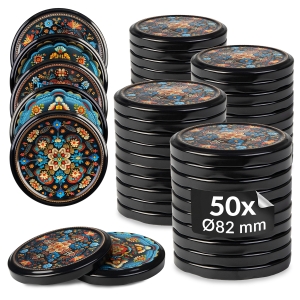 50× šroubovací víčko ORANŽOVÁ KERAMIKA MIX Ø 82 mm na zavařovací sklenice