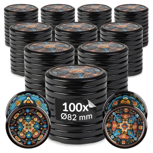100× šroubovací víčko ORANŽOVÁ KERAMIKA MIX Ø 82 mm na zavařovací sklenice