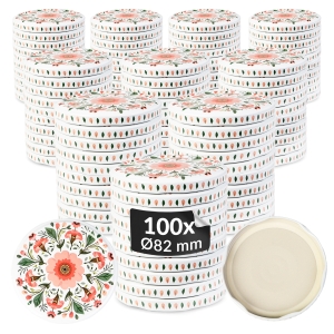 100× šroubovací víčko RŮŽOVÉ KVĚTY Ø 82 mm na zavařovací sklenice