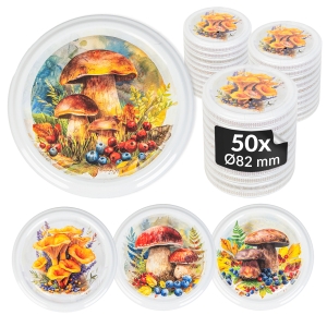 50x víčko TWIST HOUBY fi 82 mm na sklenice, zavařovací sklenice