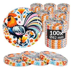 100x víčko Folk průměr fi 82 mm na sklenice, džbány