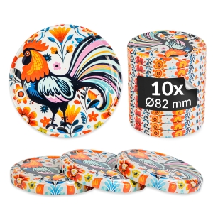 10× víčko Folk fi 82 mm na sklenice, zavařovací sklenice