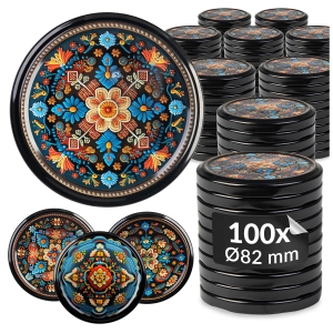 100× šroubovací víčko ORANŽOVÁ KERAMIKA MIX fi 82 mm na zavařovací sklenice