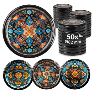 50× šroubovací víčko ORANŽOVÁ KERAMIKA MIX fi 82 mm na zavařovací sklenice