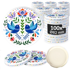 100× šroubovací víčko MODŘÍ PTÁCI fi 82 mm na zavařovací sklenice