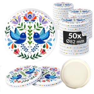 50× šroubovací víčko MODŘÍ PTÁCI fi 82 mm na zavařovací sklenice