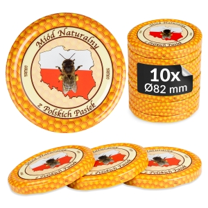10x víčko na přírodní med, průměr fi 82 mm, na sklenice a zavařovací sklenice