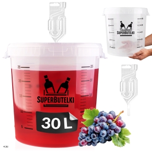Fermentační nádoba PRŮHLEDNÁ 30 l + kvasná trubička