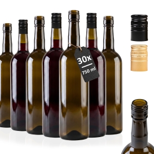 Sada 30 kusů – láhev BORDEAUX 750 ml NA ŠROUBOVACÍ UZÁVĚR na víno