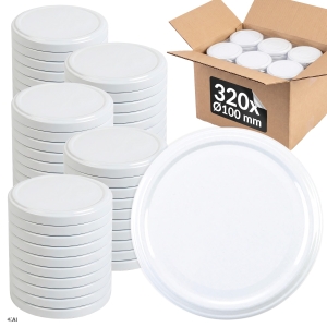 320x šroubovací víčka fi 100 mm BÍLÁ na sklenice, zavařovací sklenice, sklenic