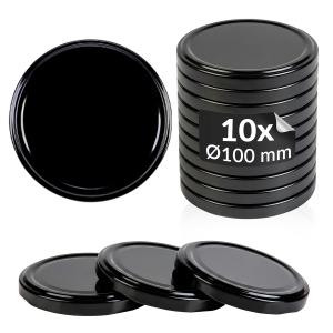 10x šroubovací víčka fi 100 mm ČERNÁ na sklenice, zavařovací sklenice, sklenic