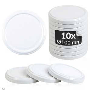 10x šroubovací víčka fi 100 mm BÍLÁ na sklenice, zavařovací sklenice, sklenic