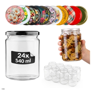 24x skleněná sklenice 540 ml na zavařeniny, džemy, med, povidla
