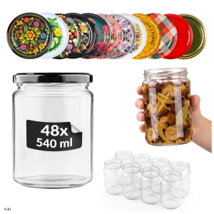 Sada 48 kusů - sklenice 540 ml na zavařeniny, džemy, med, povidla