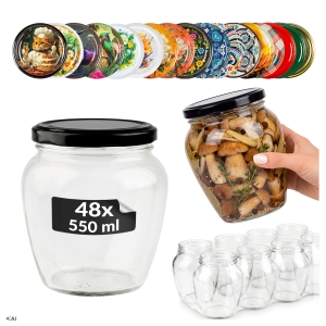 48× sklenic Amfora 550 ml na zavařeniny, houby, džemy, med