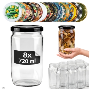 8x skleněná zavařovací sklenice Franko 720 ml na zavařeniny, med, houby + ZDARMA!