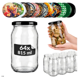 64× sklenice 815 ml na zavařeniny, okurky, med, šťávy