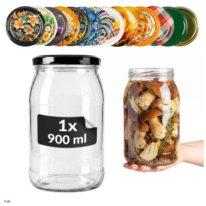 Skleněná sklenice 900 ml na zavařeniny, med, okurky, saláty, džem, likéry