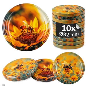10x víčko TWIST VČELY MIX fi 82 mm na sklenice, zavařovací sklenice