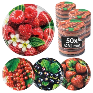 50x víčko OVOCE MIX fi 82 mm na zavařovací sklenice, sklenice