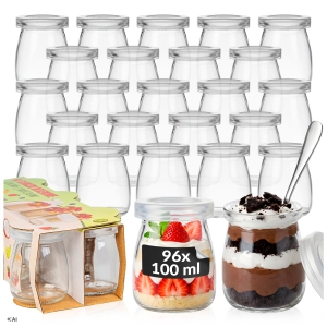 96x skleničky 100 ml se zátkou na dezerty, omáčky, degustace, dezerty, želé
