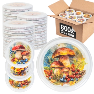 800x šroubovací víčko fi 82 mm HOUBY AKVAREL na sklenice, zavařovací sklenice, sklenic – karton