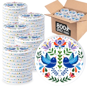 800x šroubovací víčko fi 82 mm MODŘÍ PTÁCI na sklenice, zavařovací sklenice, sklenic – karton