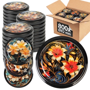 800x šroubovací víčko fi 82 mm ZLATÉ KVĚTY na sklenice, zavařovací sklenice, sklenic – karton