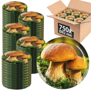 750x šroubovací víčko fi 82 mm HOUBY na sklenice, zavařovací sklenice, sklenic – karton