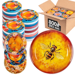 800x šroubovací víčko fi 82 mm HONEY na sklenice, zavařovací sklenice, sklenic – karton